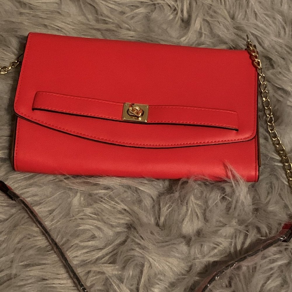 New Red Handbag with Chain Strap